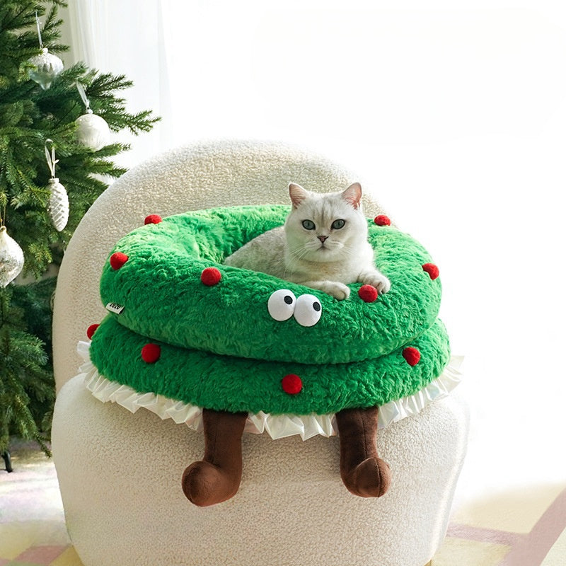 Christmas Wreath Shaped Pet Bed