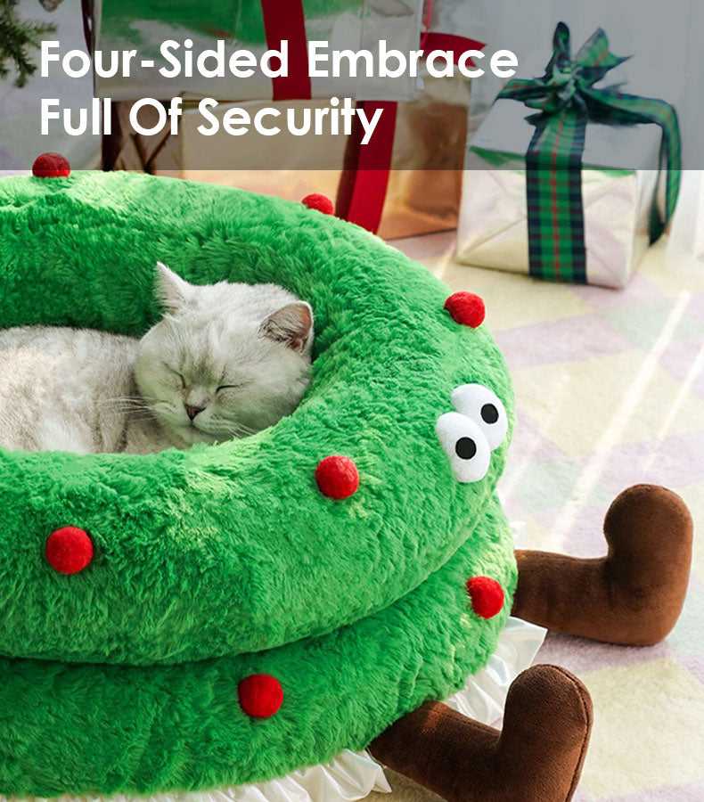 Christmas Wreath Shaped Pet Bed