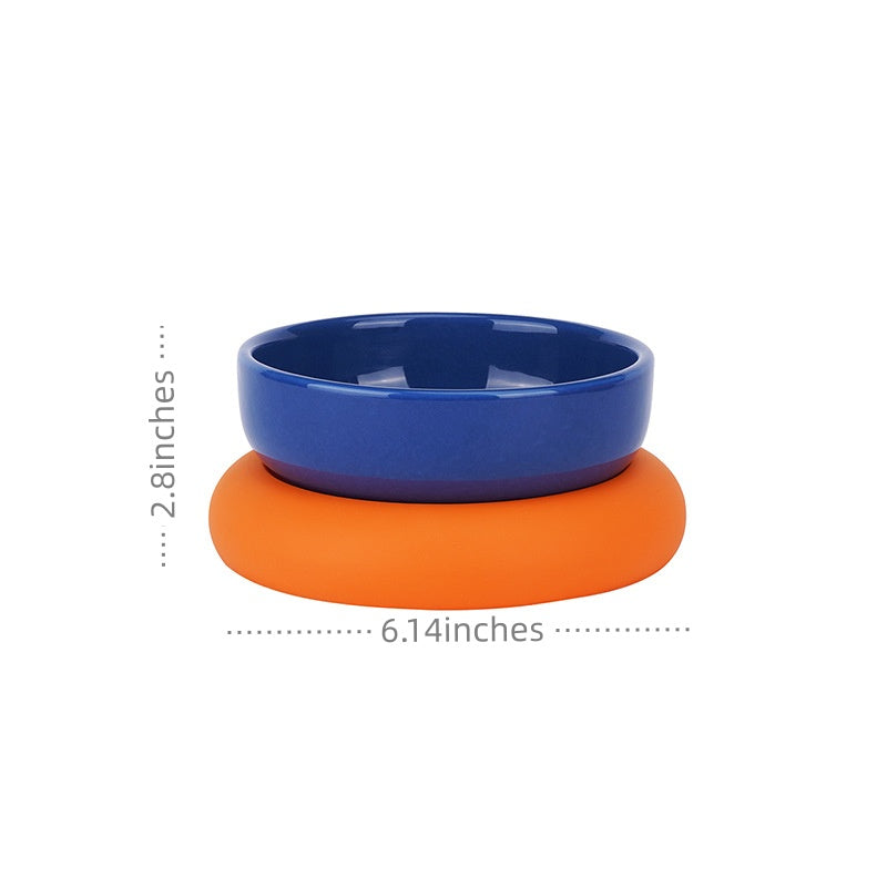 Single Ceramic Cat Food Bowl, 2 cup, 5.1 inch Wide